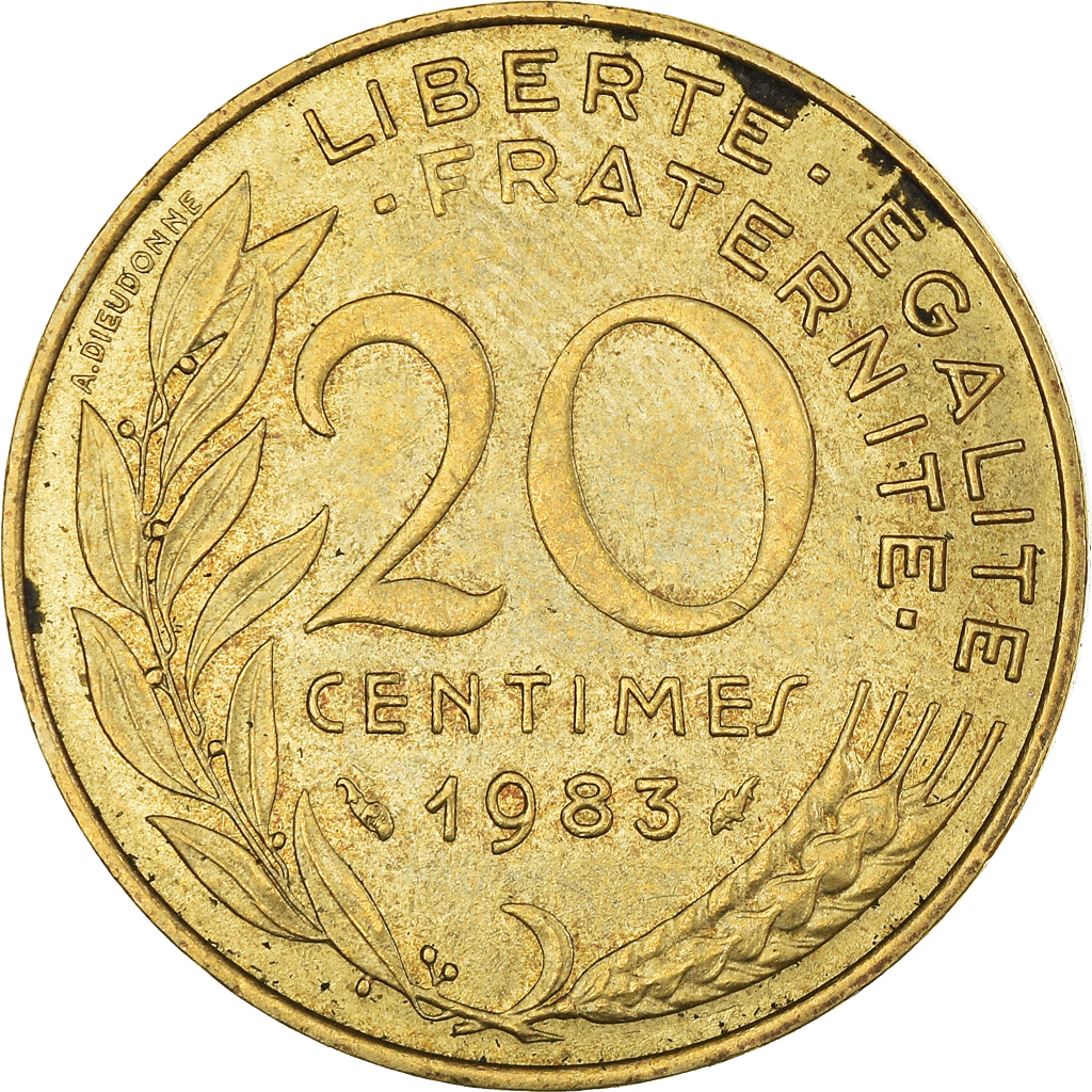 Moneda, Francia, 20 Centimes, 1983