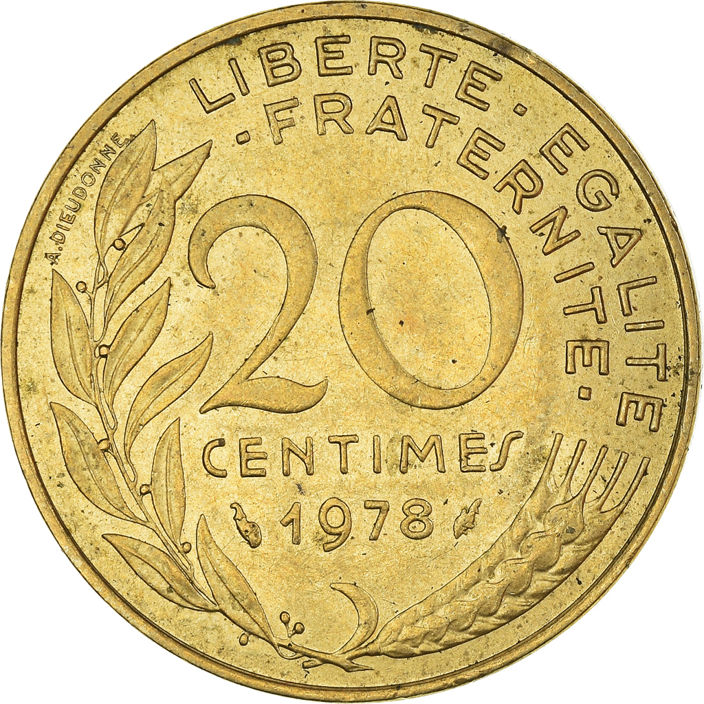 Moneda, Francia, 20 Centimes, 1978