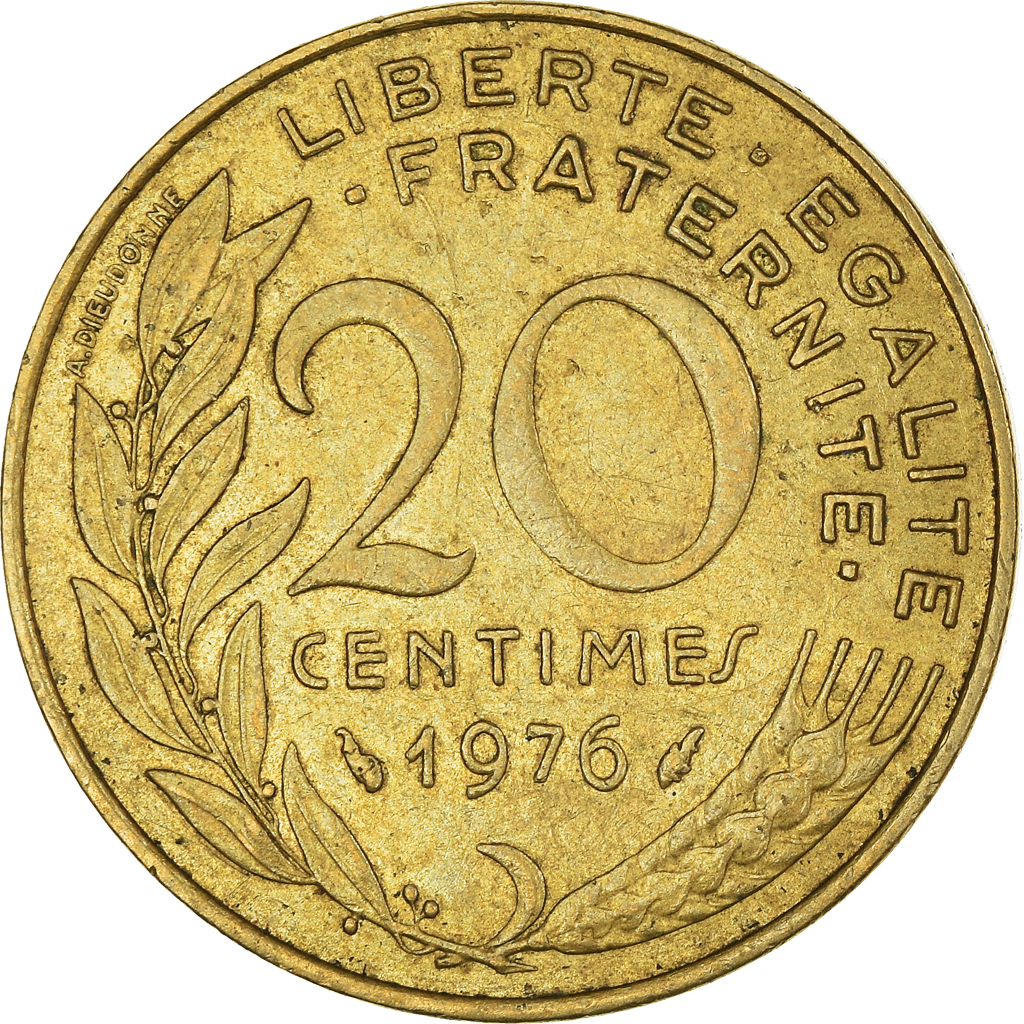 Moneda, Francia, 20 Centimes, 1976