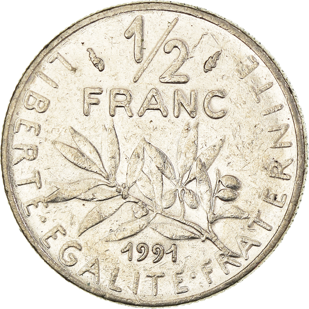 Moneda, Francia, 1/2 Franc, 1991