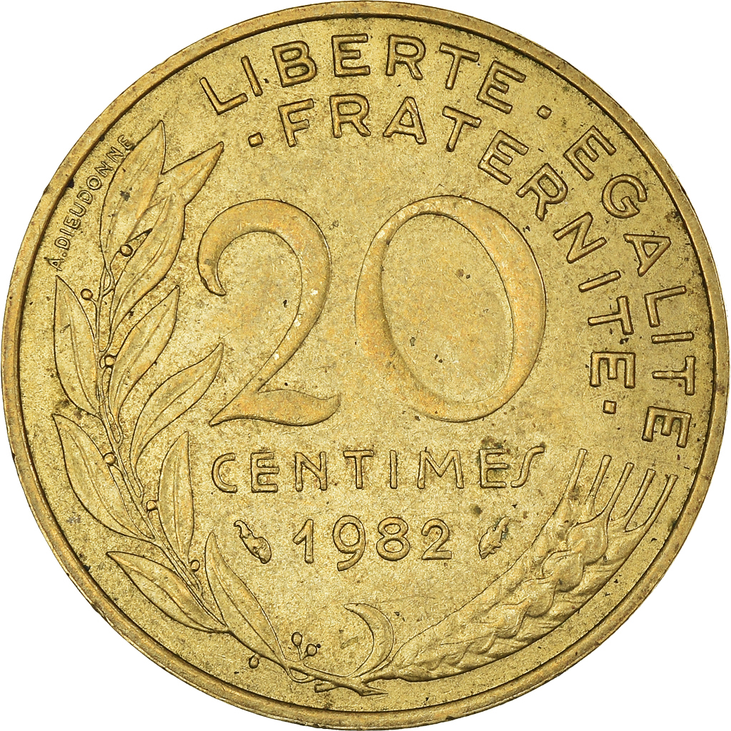 Moneda, Francia, 20 Centimes, 1982