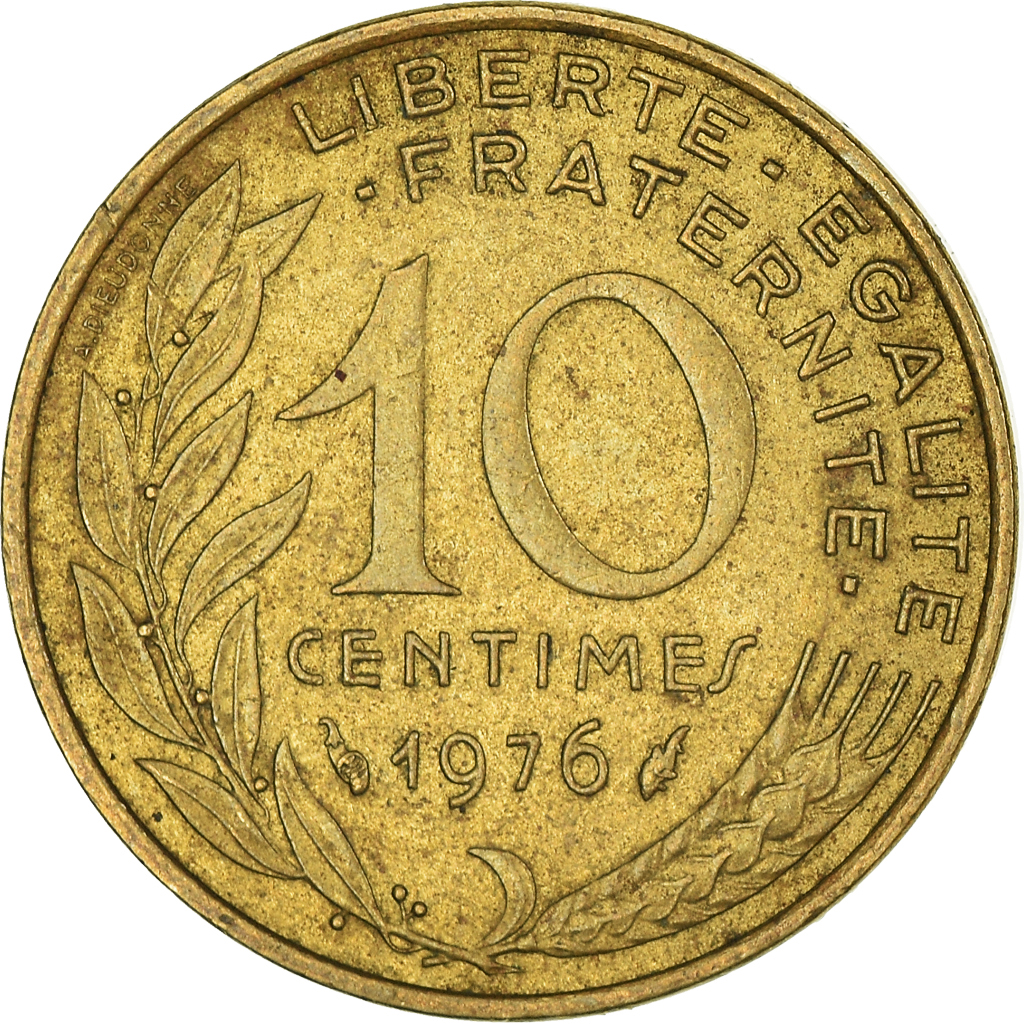 Moneda, Francia, 10 Centimes, 1976