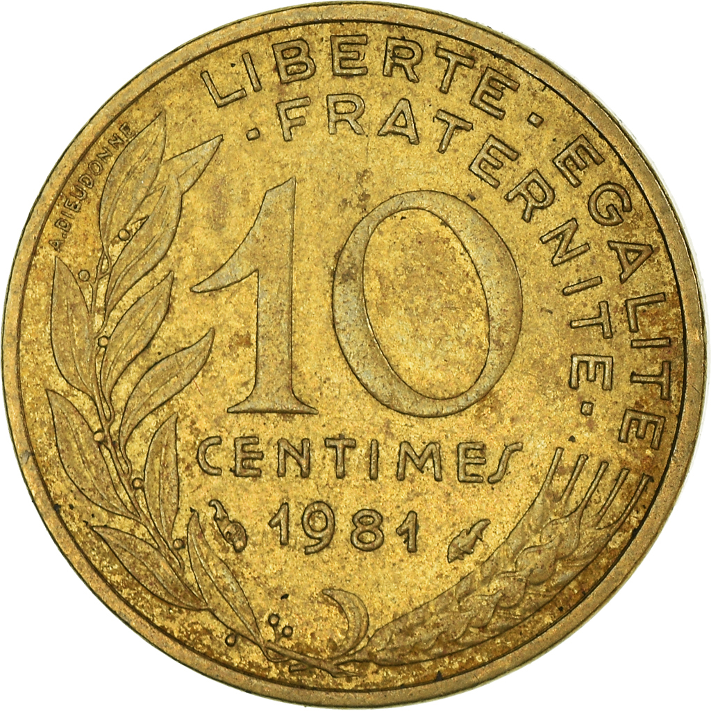 Moneda, Francia, 10 Centimes, 1981