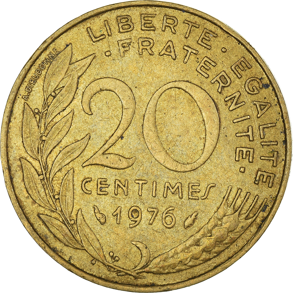 Moneda, Francia, 20 Centimes, 1976