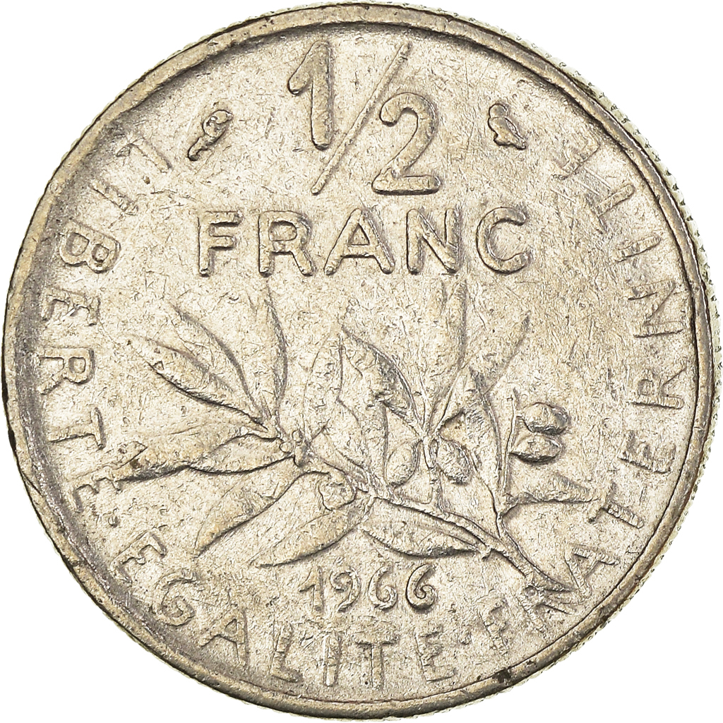 Moneda, Francia, 1/2 Franc, 1966