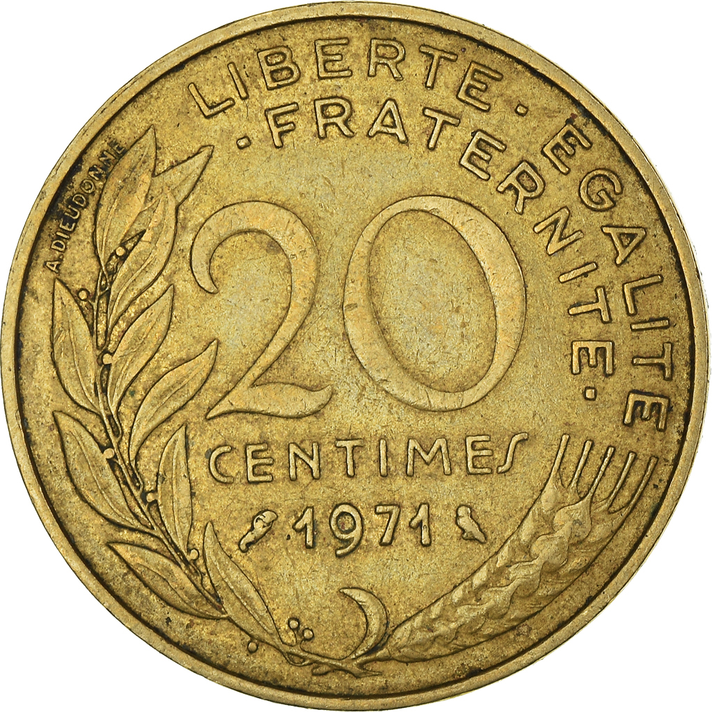 Moneda, Francia, 20 Centimes, 1971