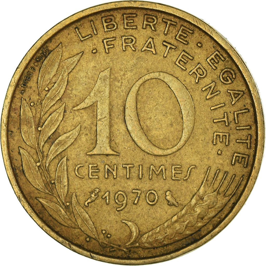 Moneda, Francia, 10 Centimes, 1970