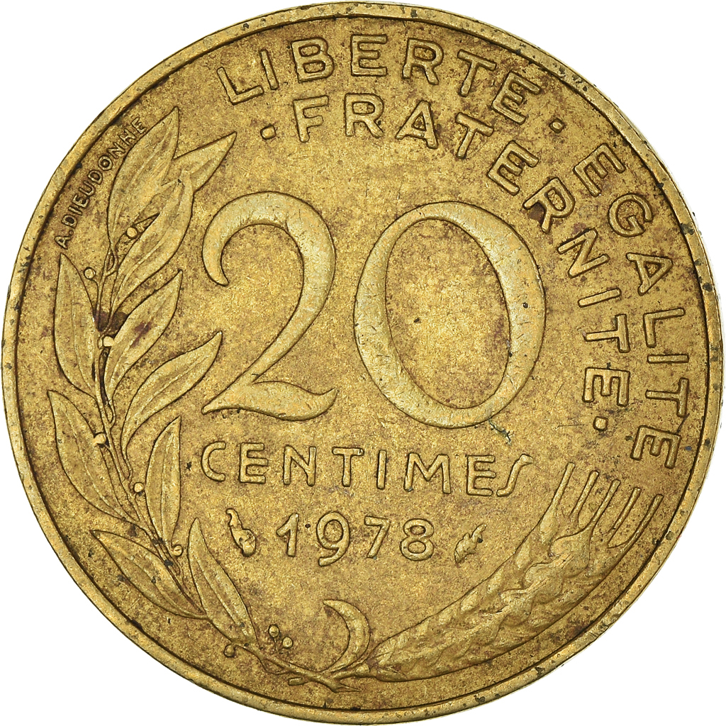 Moneda, Francia, 20 Centimes, 1978