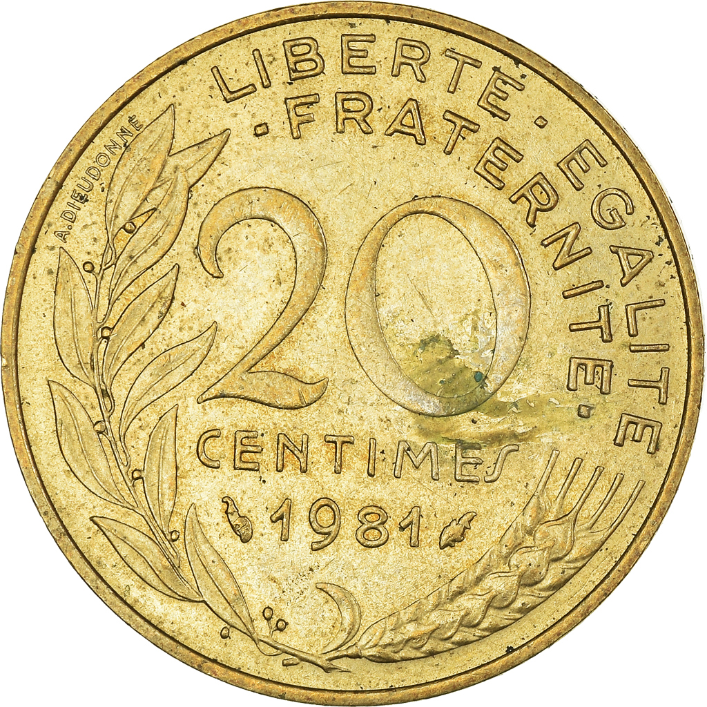 Moneda, Francia, 20 Centimes, 1981