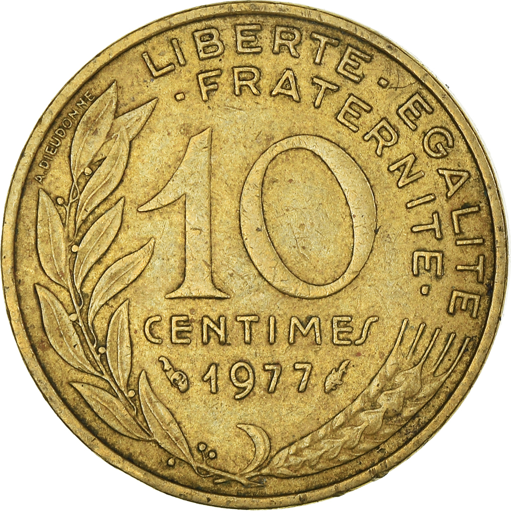 Moneda, Francia, 10 Centimes, 1977