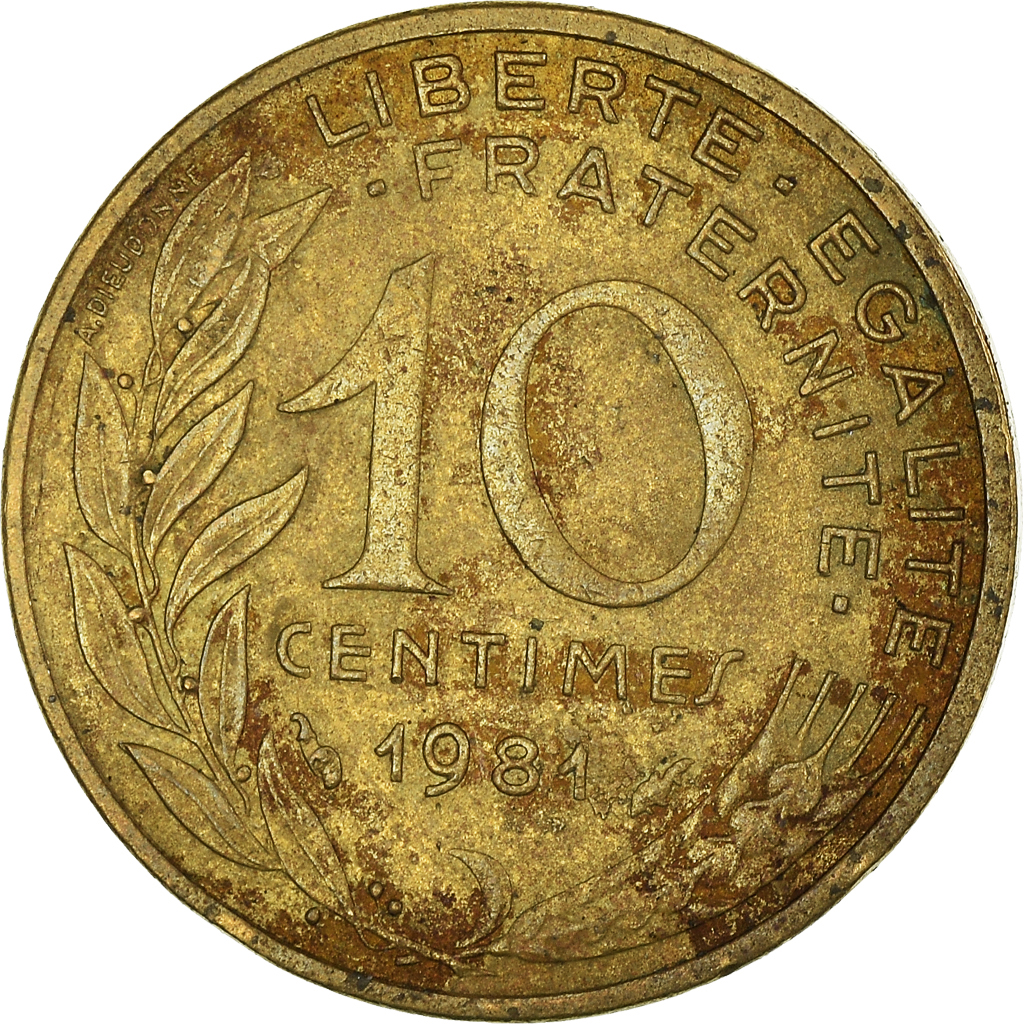Moneda, Francia, 10 Centimes, 1981