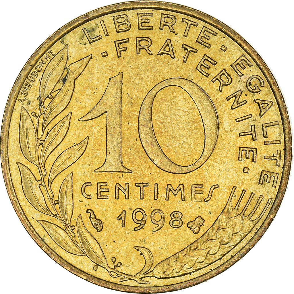 Moneda, Francia, 10 Centimes, 1998