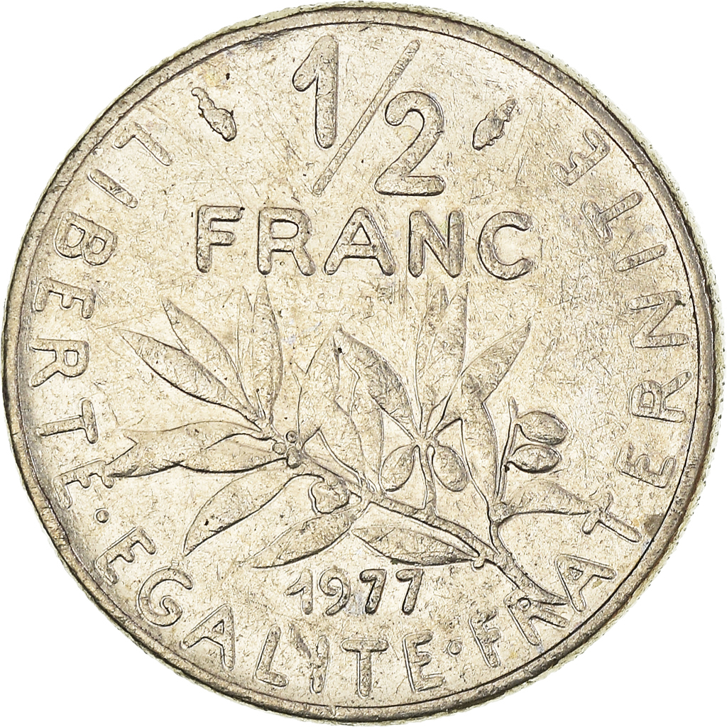 Moneda, Francia, 1/2 Franc, 1977