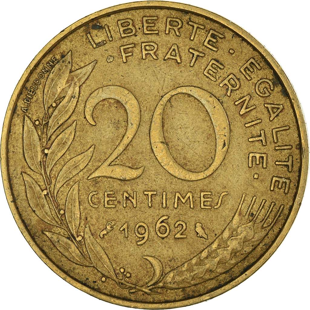 Moneda, Francia, 20 Centimes, 1962