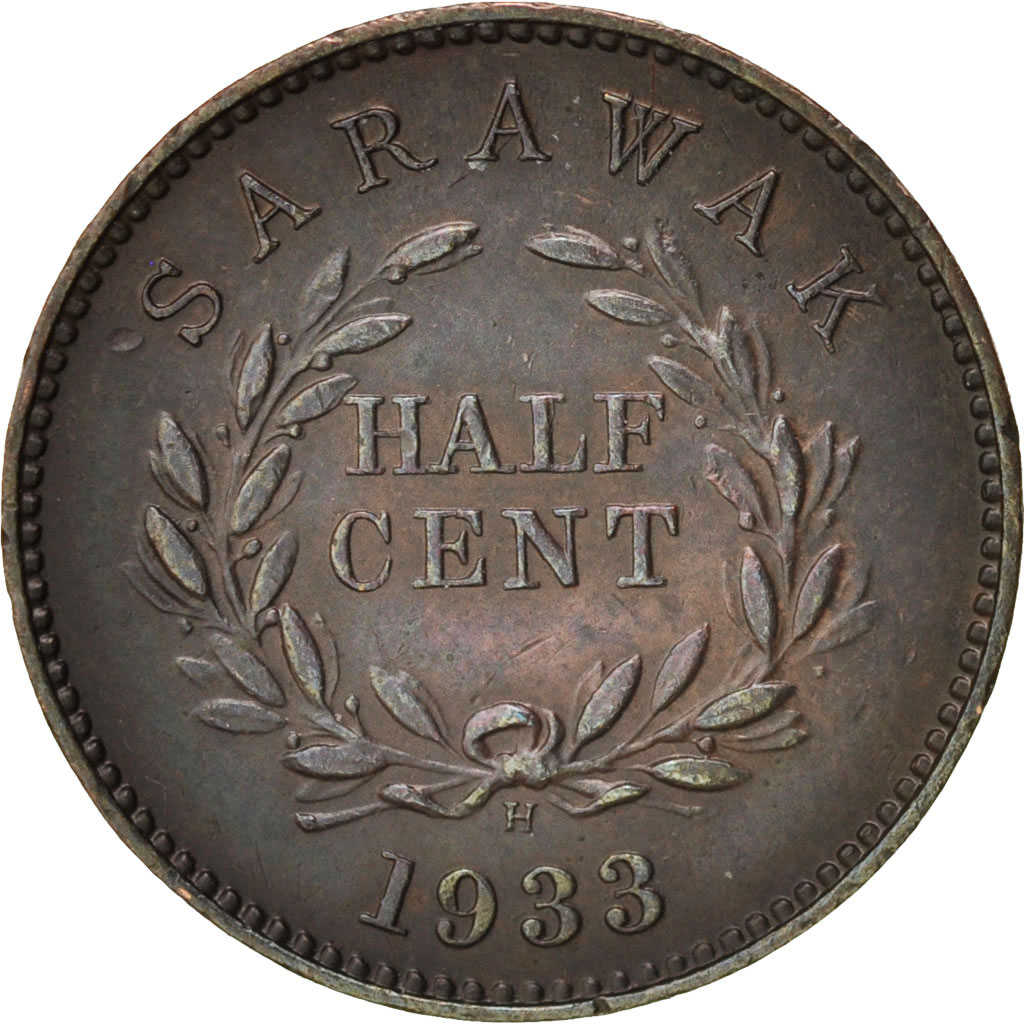 Coin, Sarawak, Charles V. Brooke, 1/2 Cent, 1933, Heaton, Birmingham, 