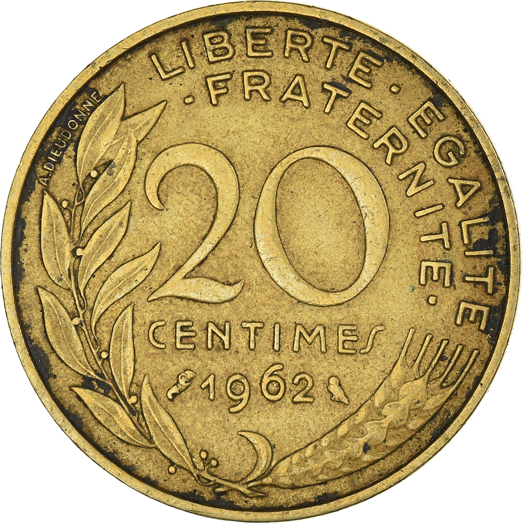 Moneda, Francia, 20 Centimes, 1962