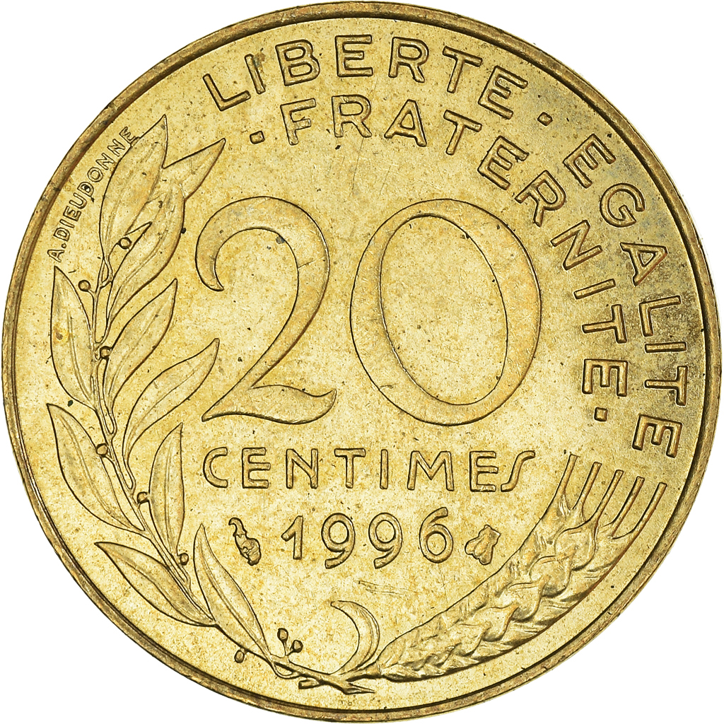 Moneda, Francia, 20 Centimes, 1996