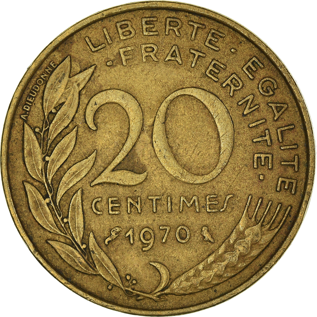Moneda, Francia, 20 Centimes, 1970