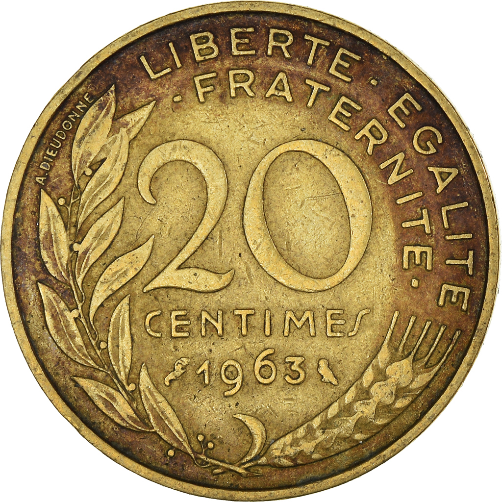 Moneda, Francia, 20 Centimes, 1963