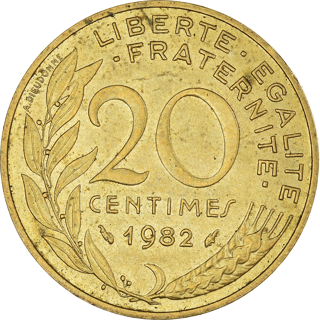 Moneda, Francia, 20 Centimes, 1982