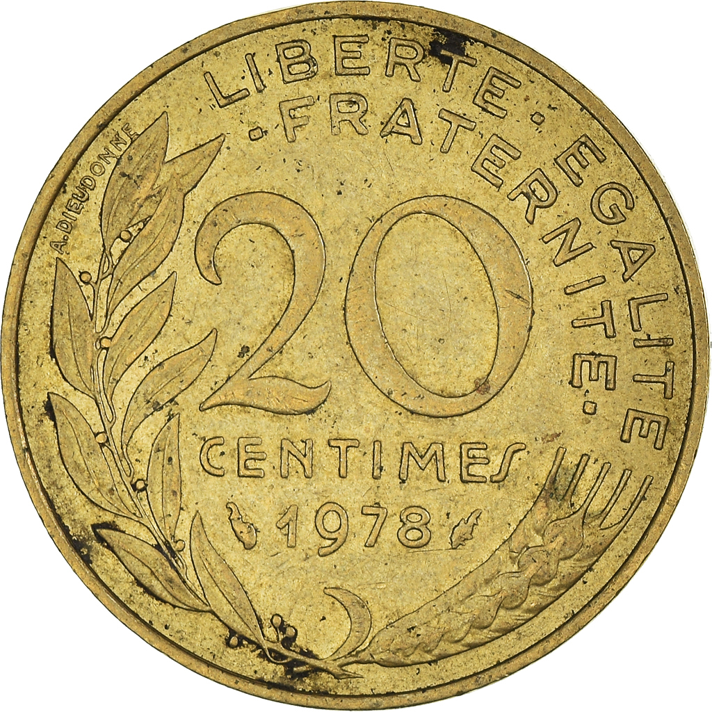 Moneda, Francia, 20 Centimes, 1978