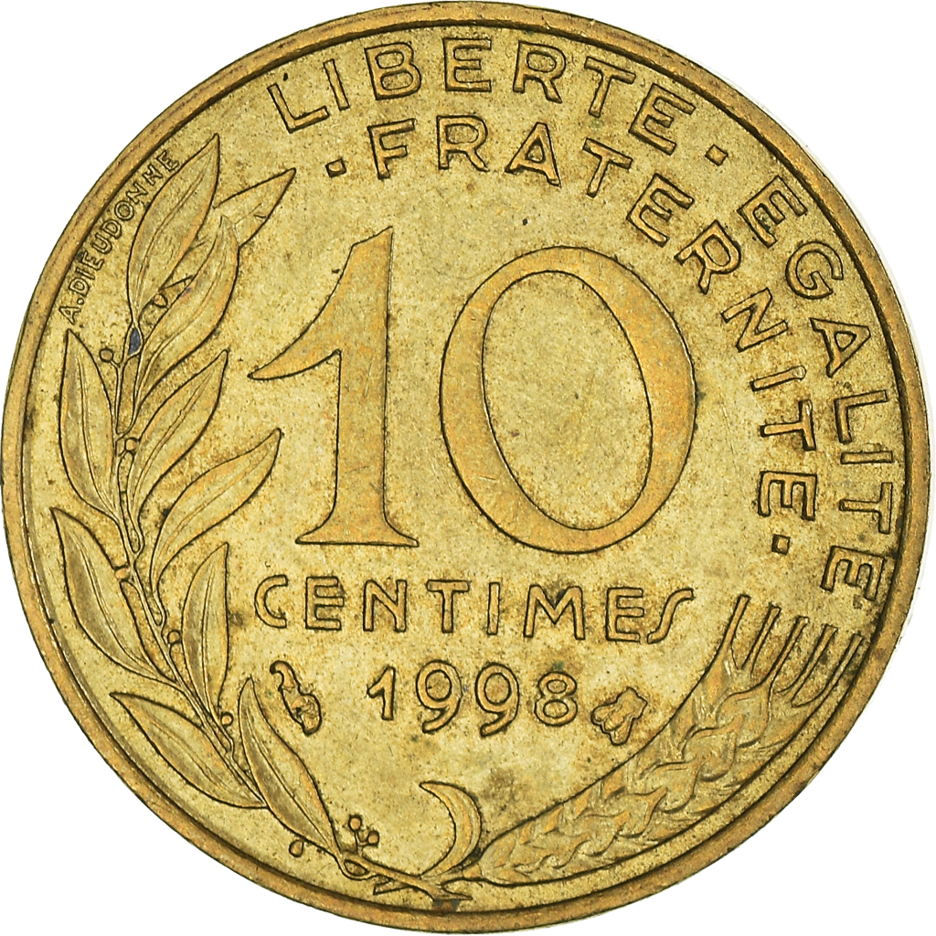 Moneda, Francia, 10 Centimes, 1998