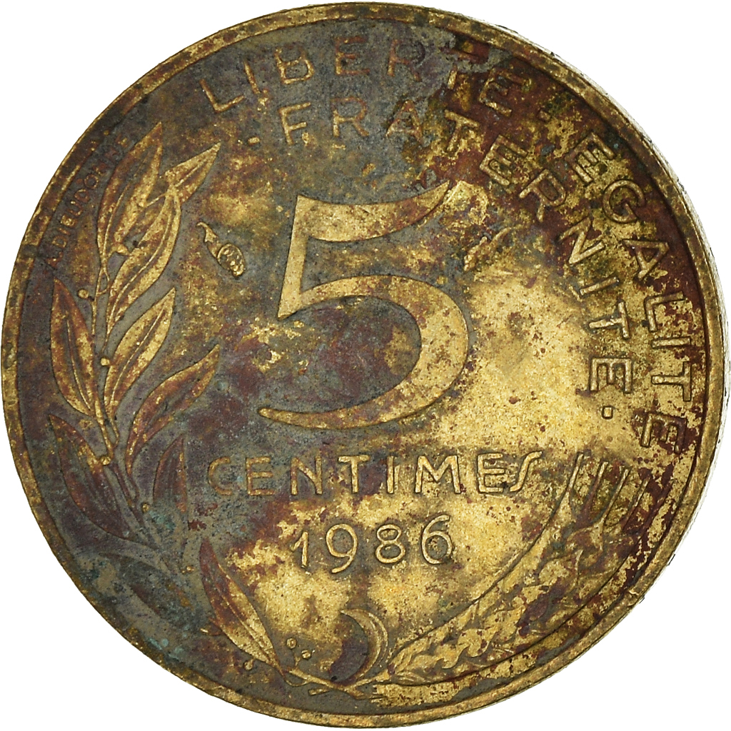 Moneda, Francia, 5 Centimes, 1986