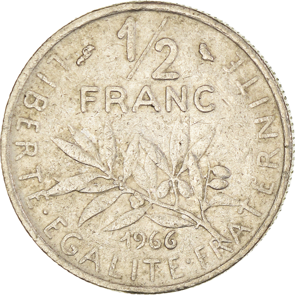 Moneda, Francia, 1/2 Franc, 1966