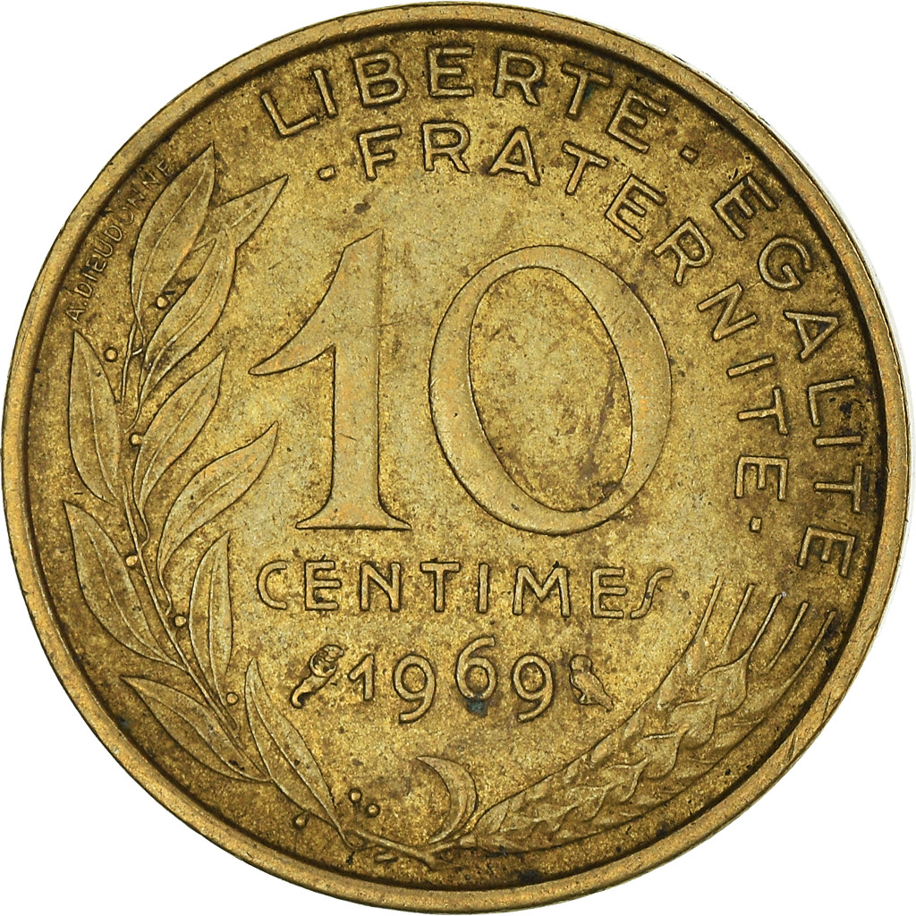 Moneda, Francia, 10 Centimes, 1969