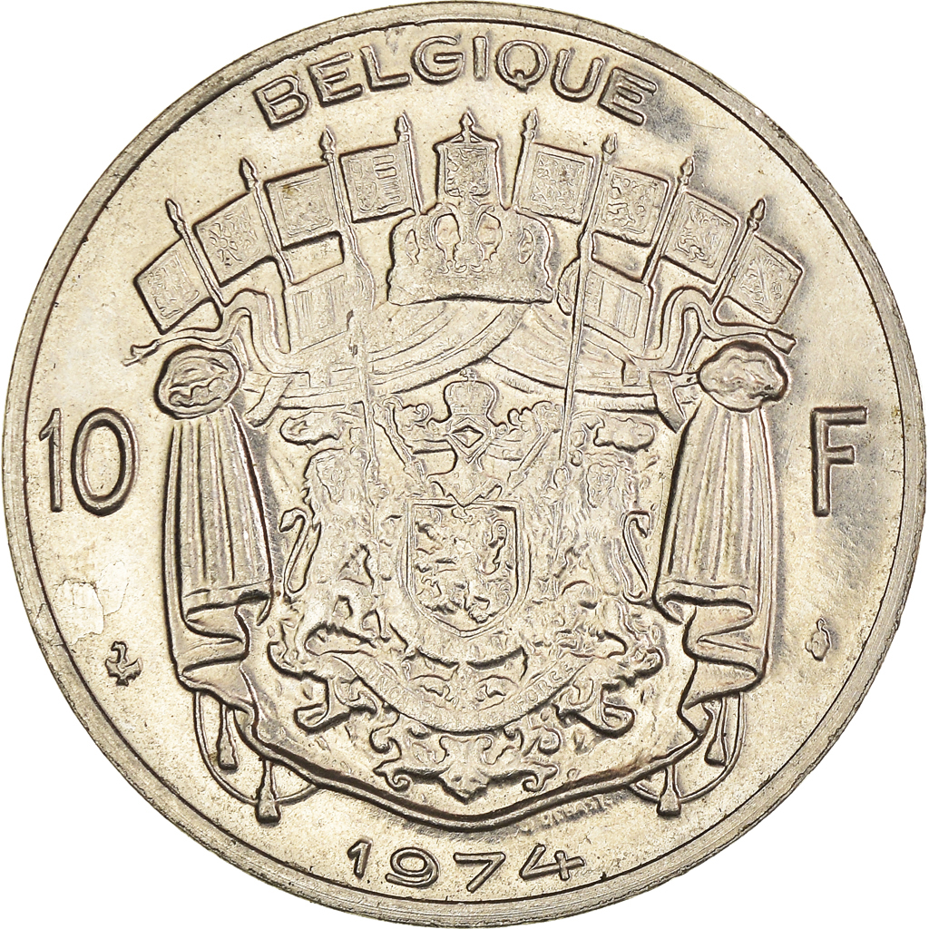 Moneda, Bélgica, 10 Francs, 10 Frank, 1974