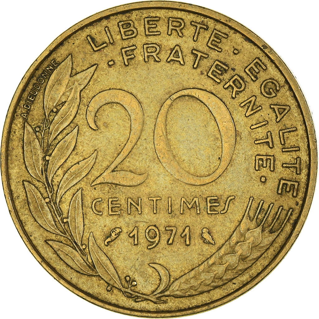 Moneda, Francia, 20 Centimes, 1971
