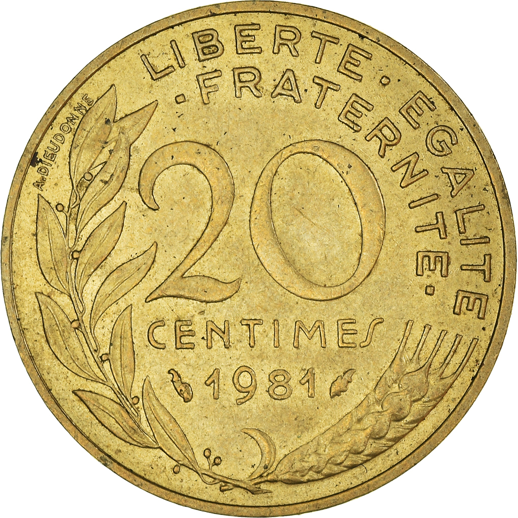 Moneda, Francia, 20 Centimes, 1981