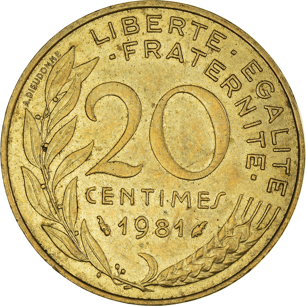 Moneda, Francia, 20 Centimes, 1981