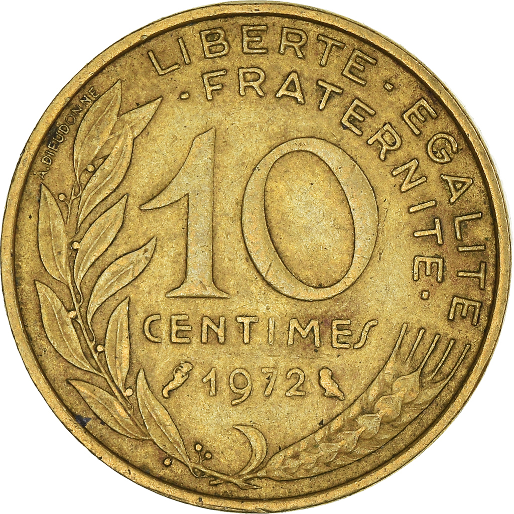 Moneda, Francia, 10 Centimes, 1972