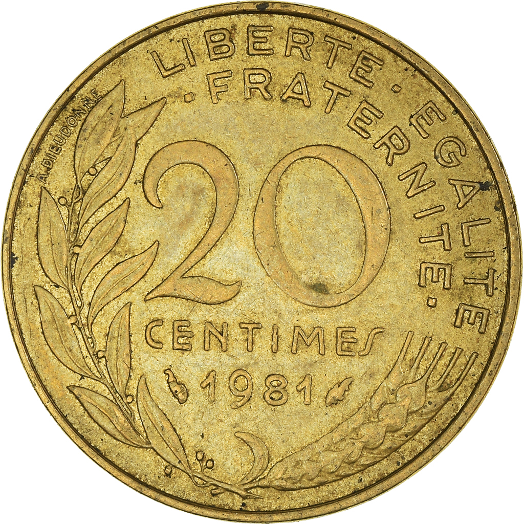 Moneda, Francia, 20 Centimes, 1981
