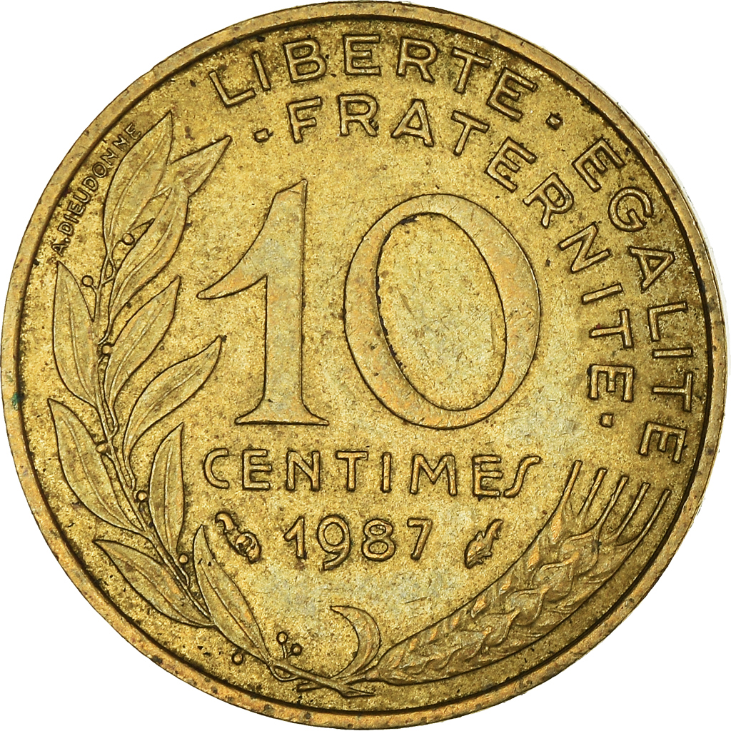 Moneda, Francia, 10 Centimes, 1987
