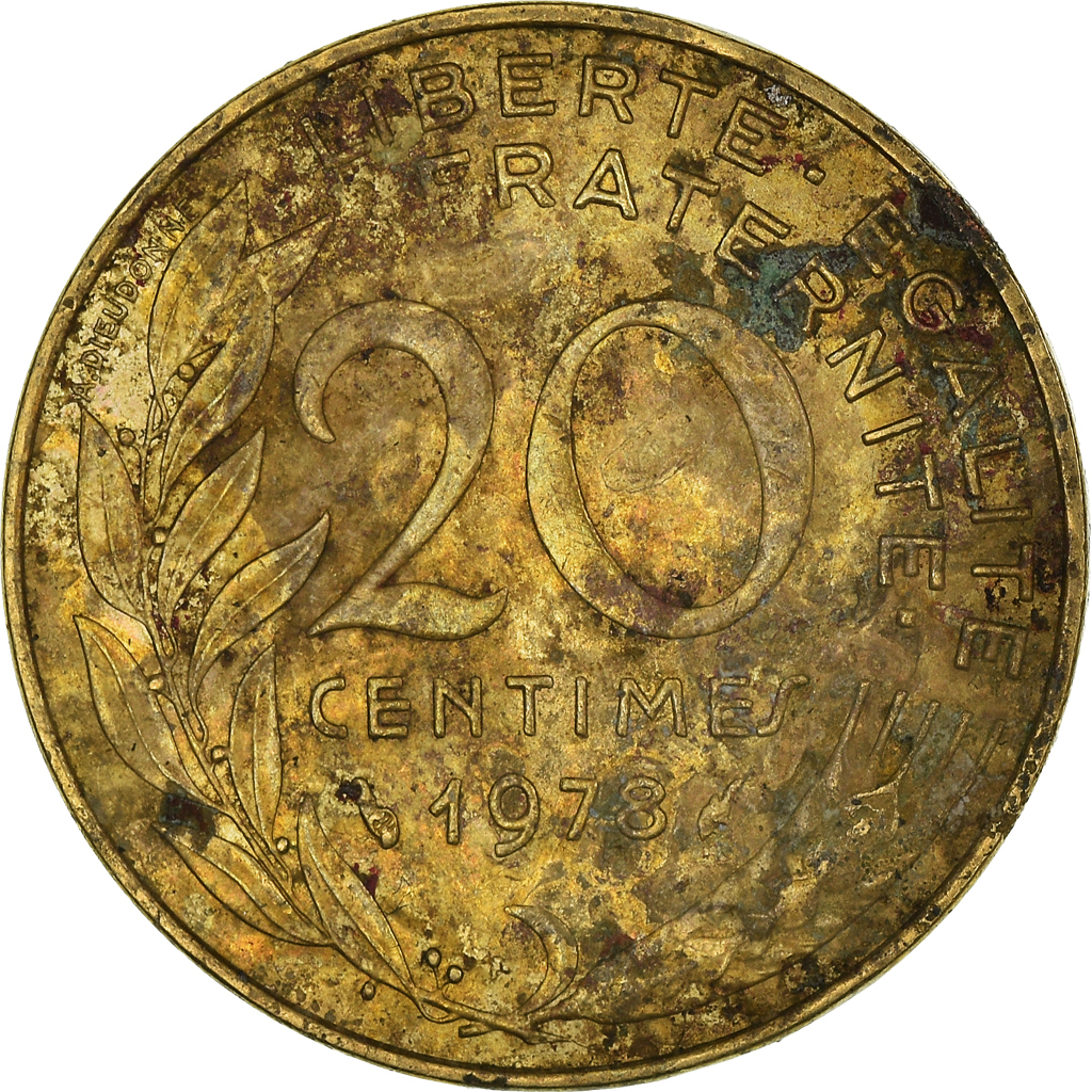 Moneda, Francia, 20 Centimes, 1978