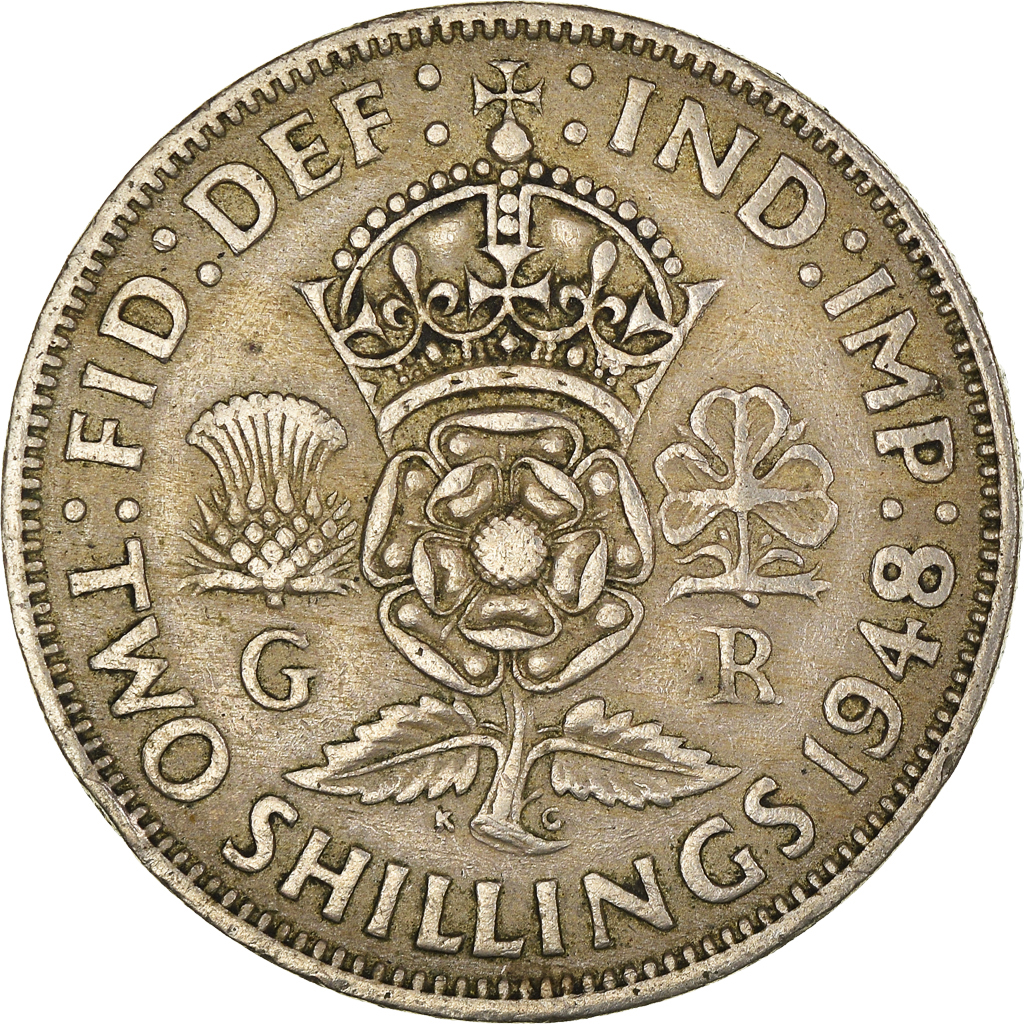 Moneda, Gran Bretaña, Florin, Two Shillings, 1948