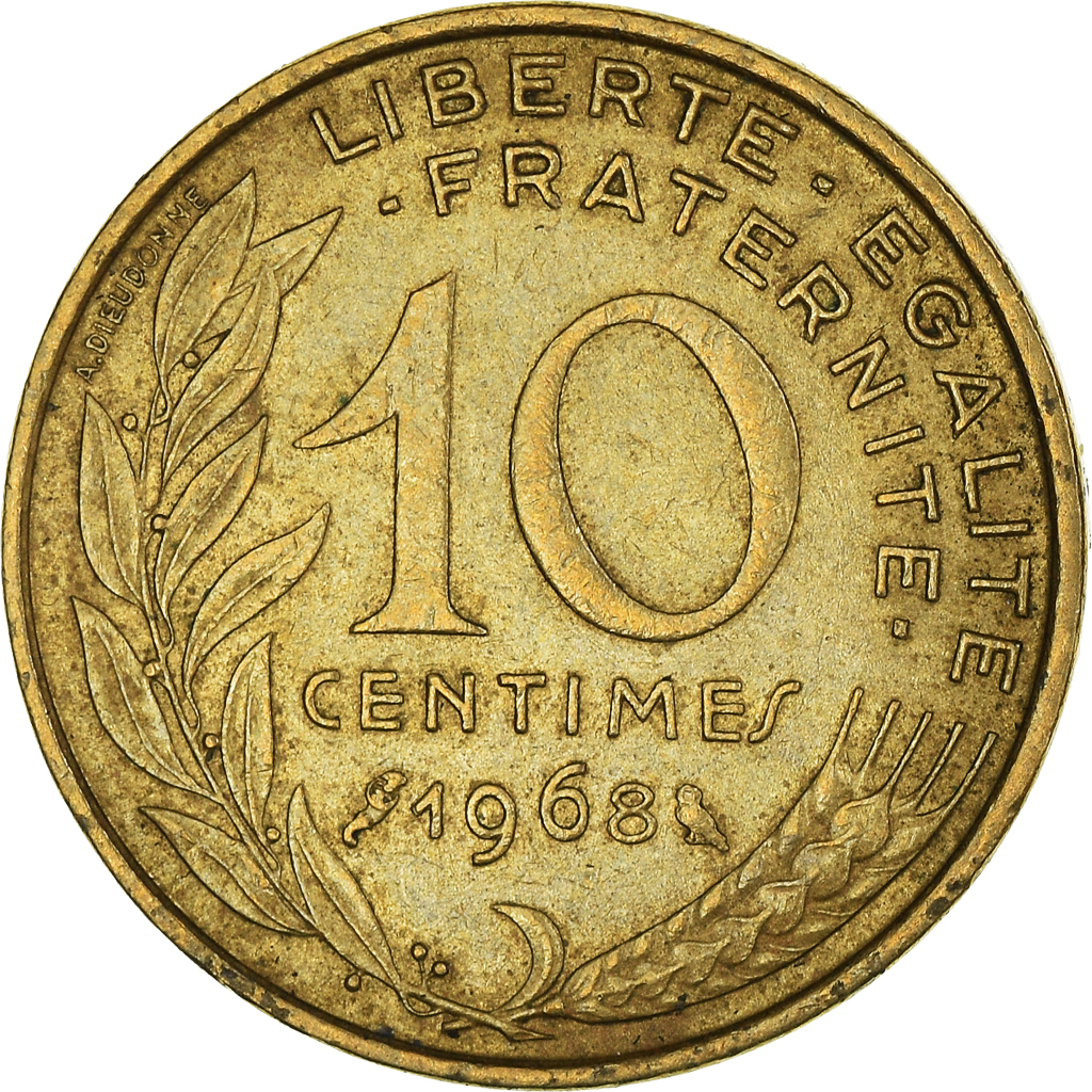 Moneda, Francia, 10 Centimes, 1968