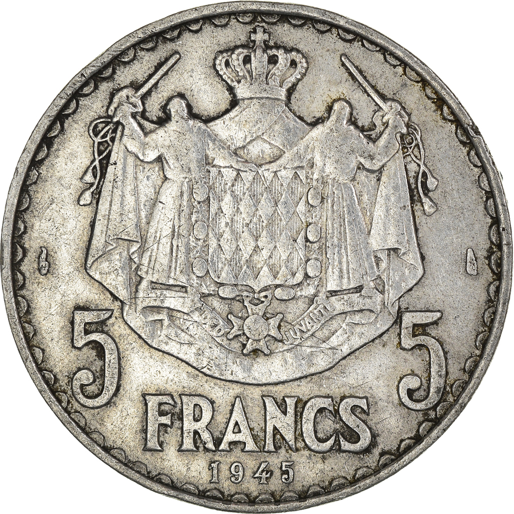 Moneda, Mónaco, 5 Francs, 1945