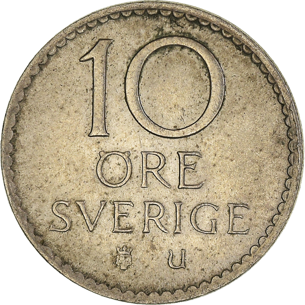 Moneda, Suecia, 10 Öre, 1964