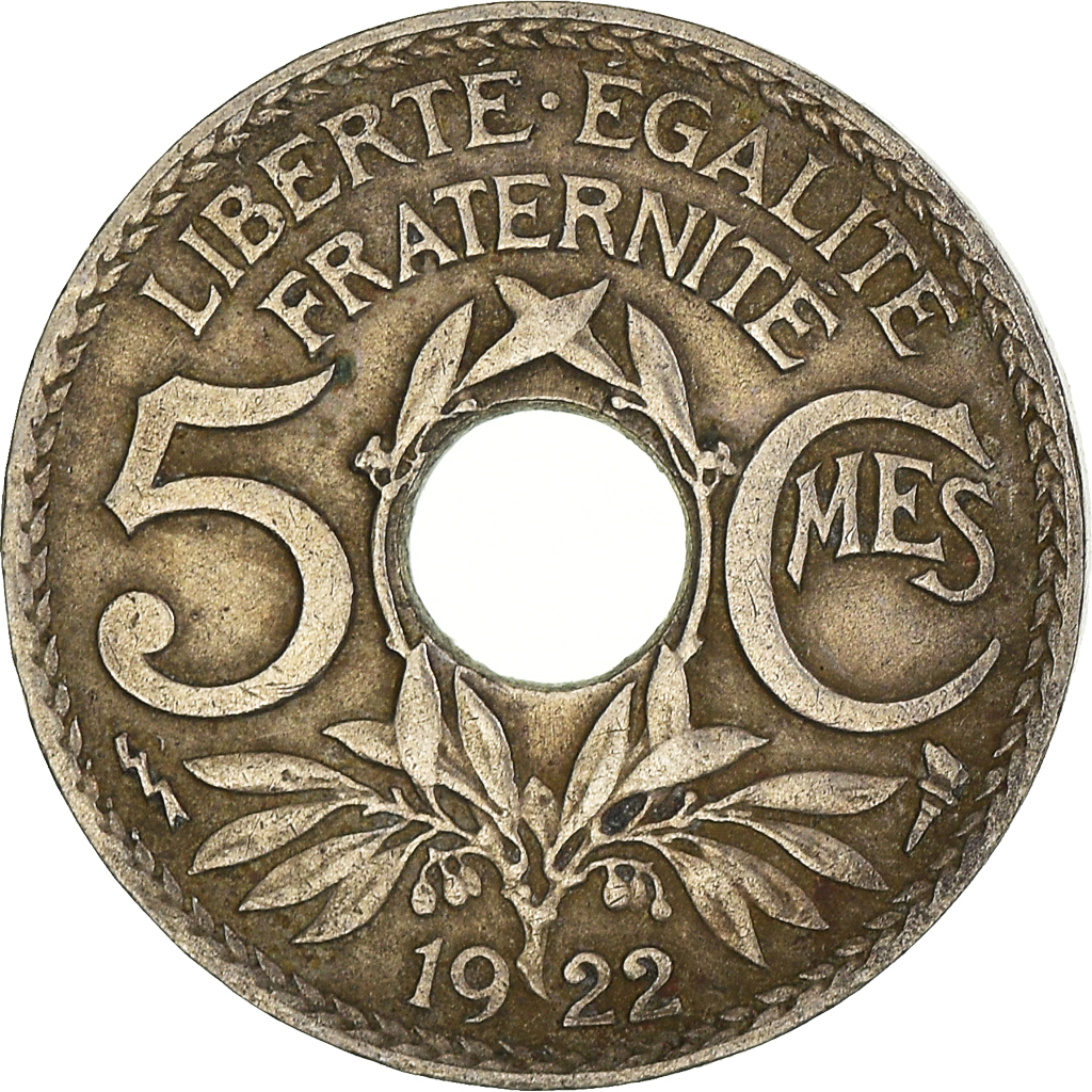 Moneda, Francia, 5 Centimes, 1922