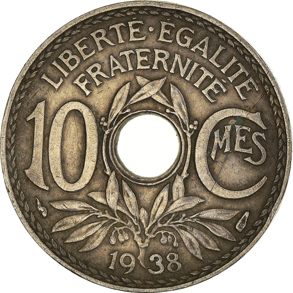 Moneda, Francia, 10 Centimes, 1938