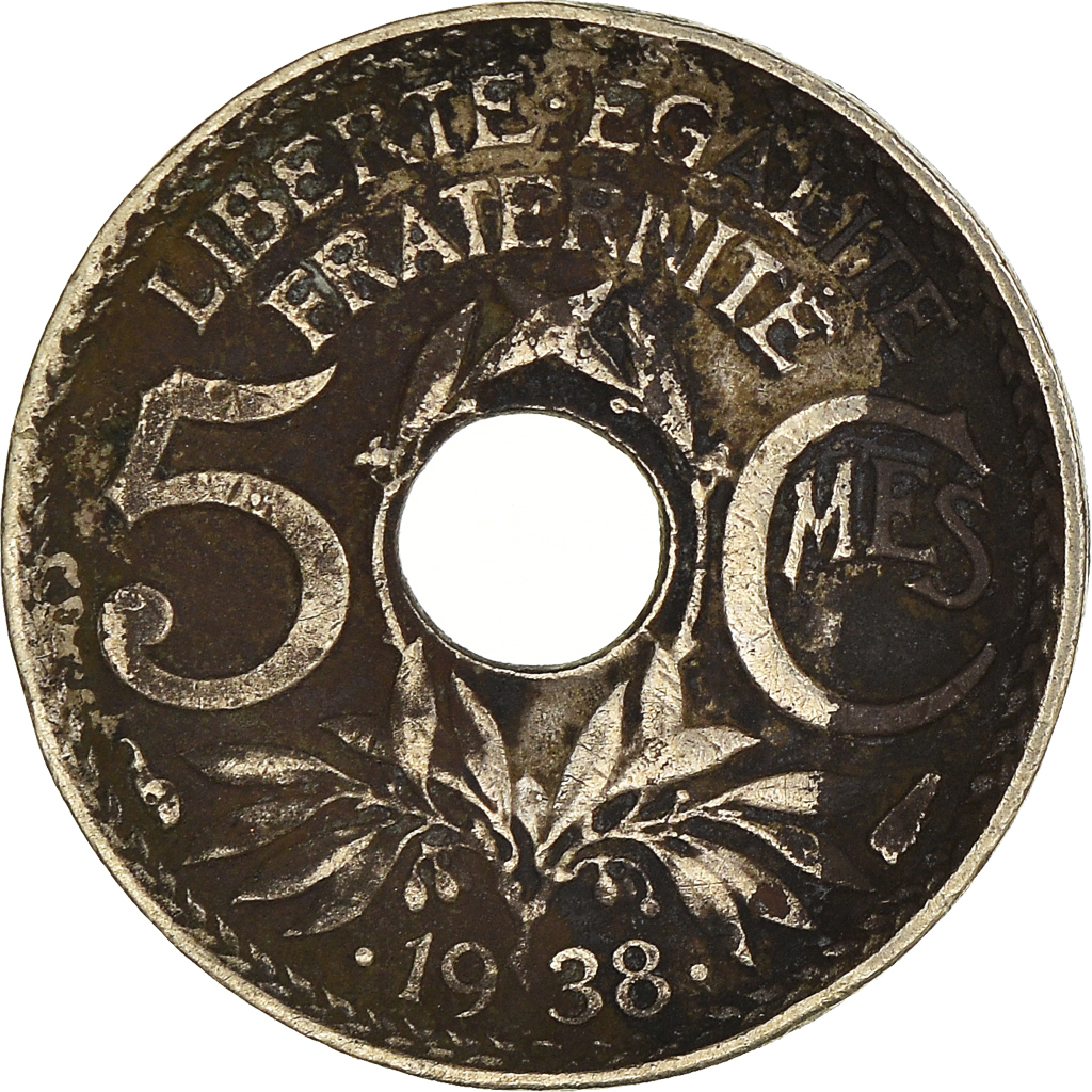 Moneda, Francia, 5 Centimes, 1938