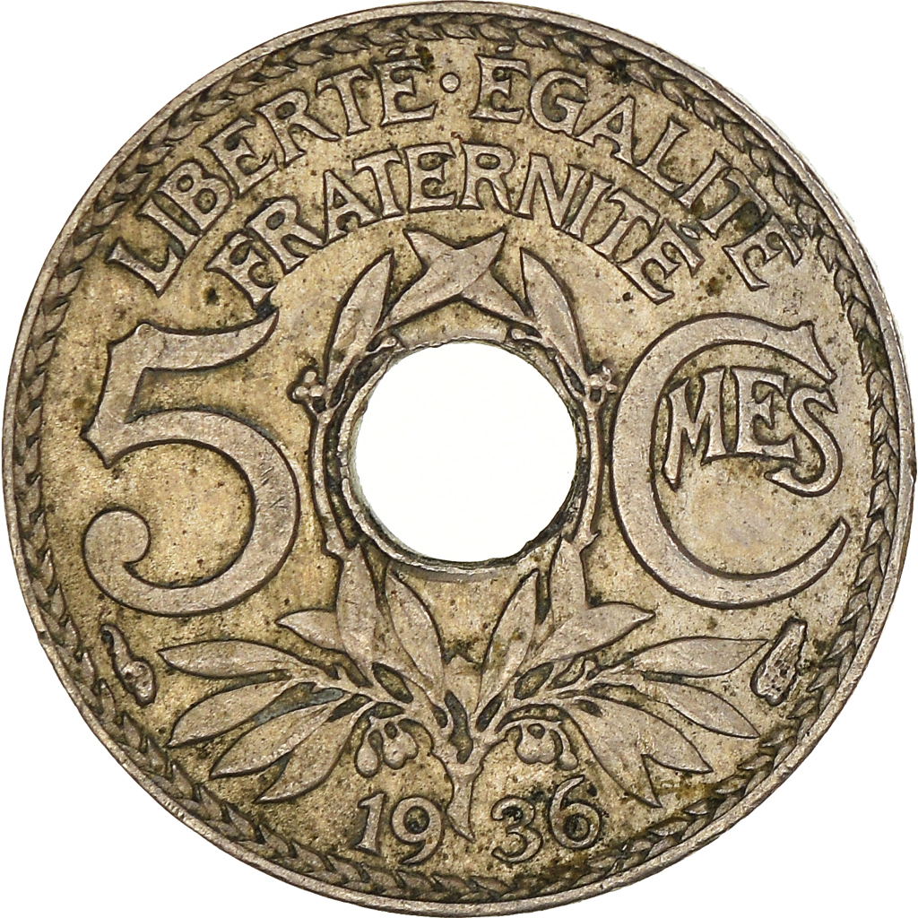Moneda, Francia, 5 Centimes, 1936