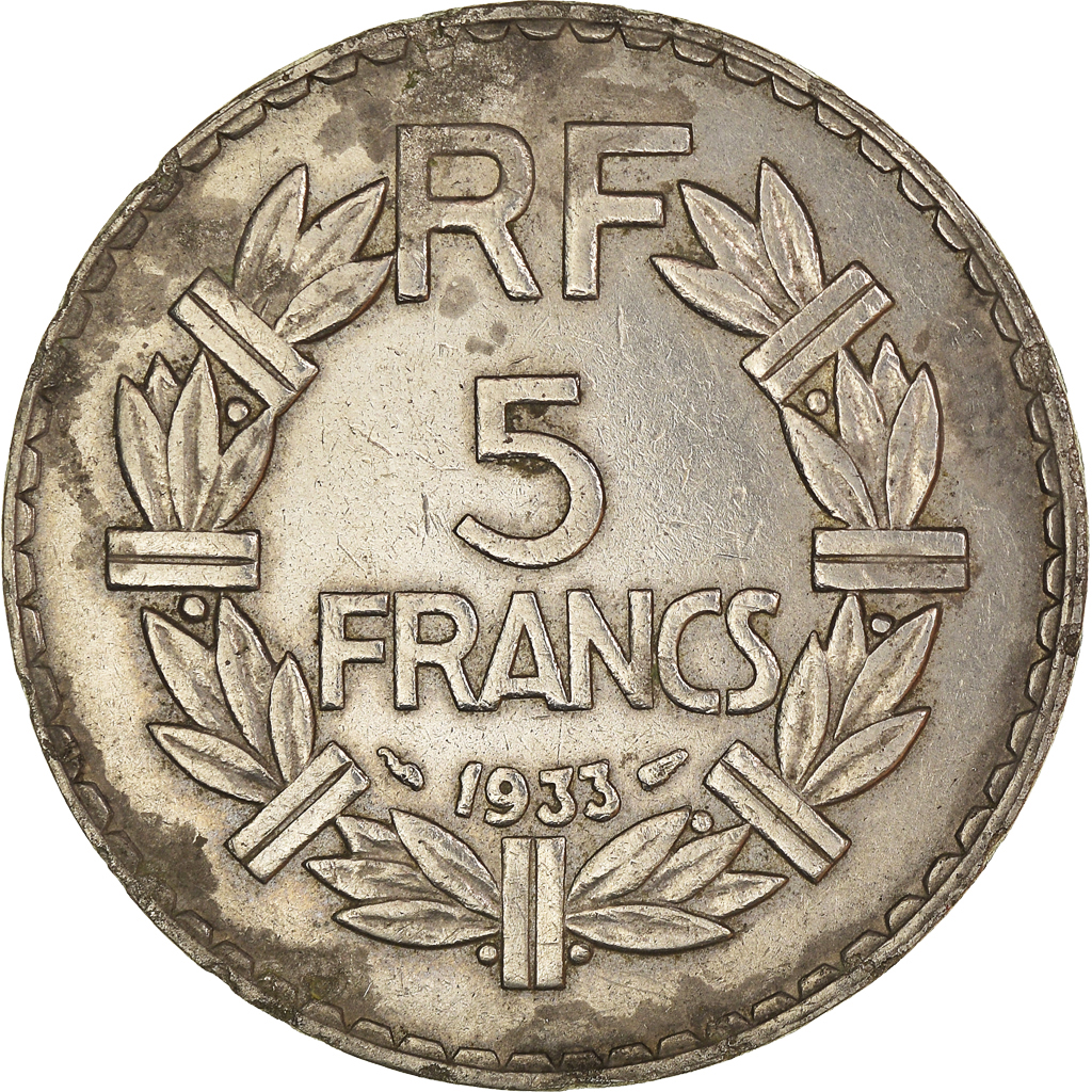 Moneda, Francia, 5 Francs, 1933