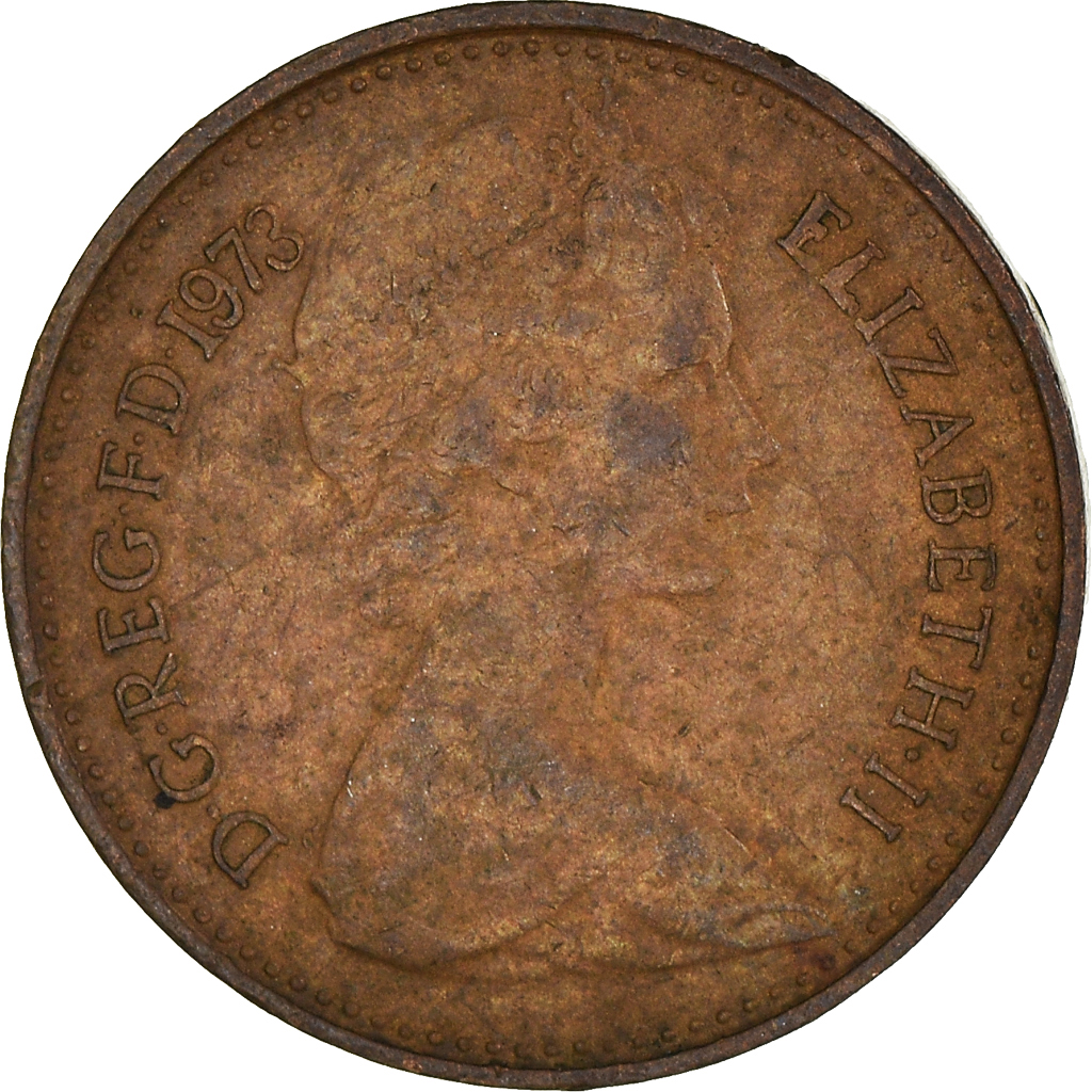 Moneda, Gran Bretaña, 1/2 New Penny, 1973