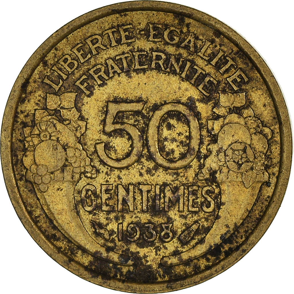 Moneda, Francia, 50 Centimes, 1938