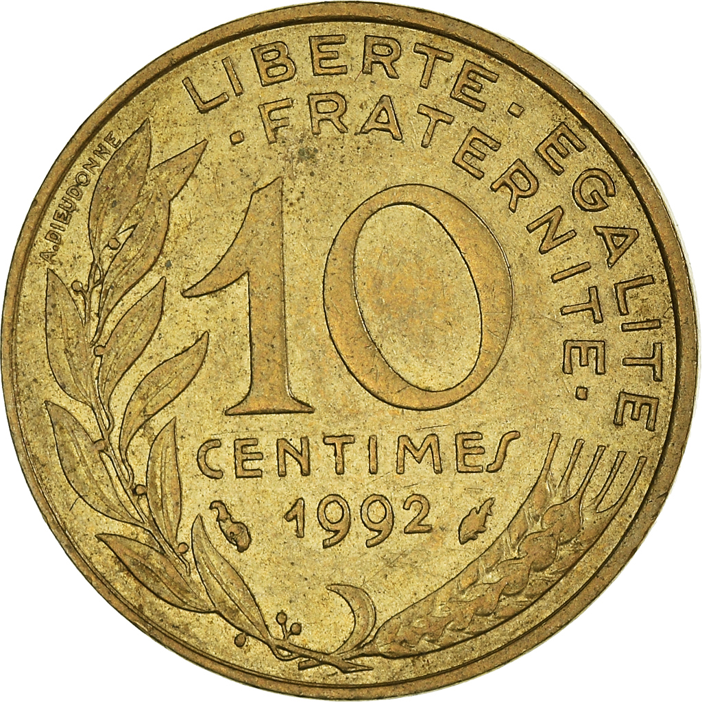 Moneda, Francia, 10 Centimes, 1992