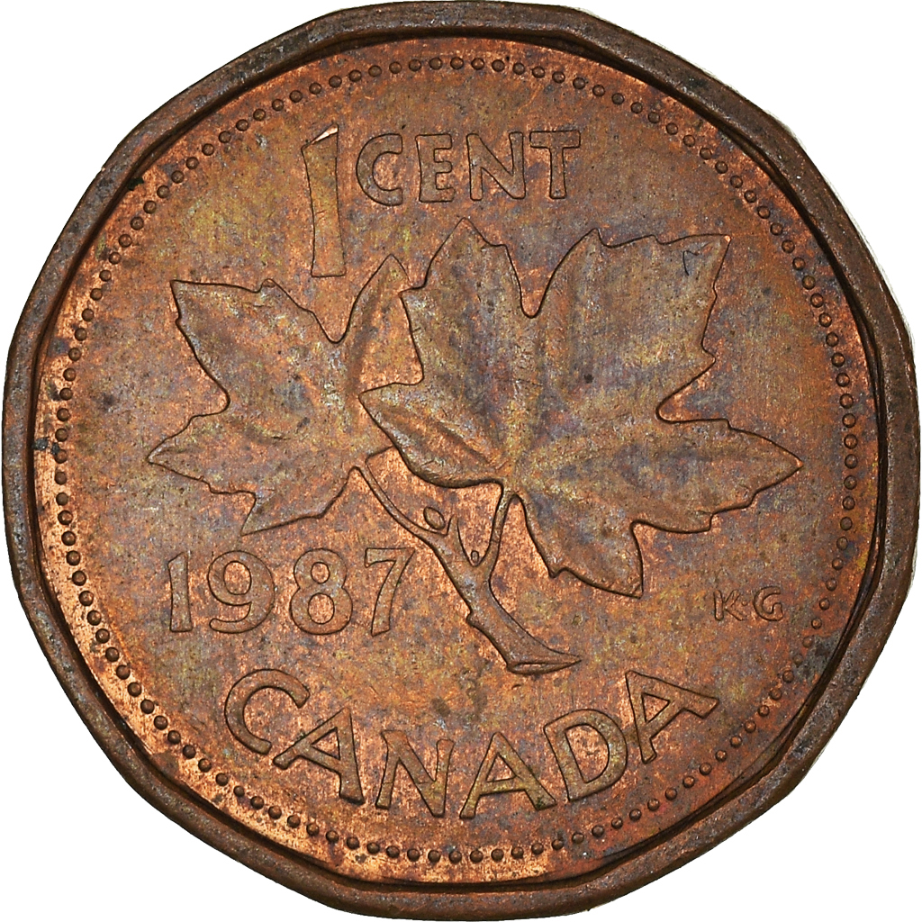 Moneda, Canadá, Cent, 1987